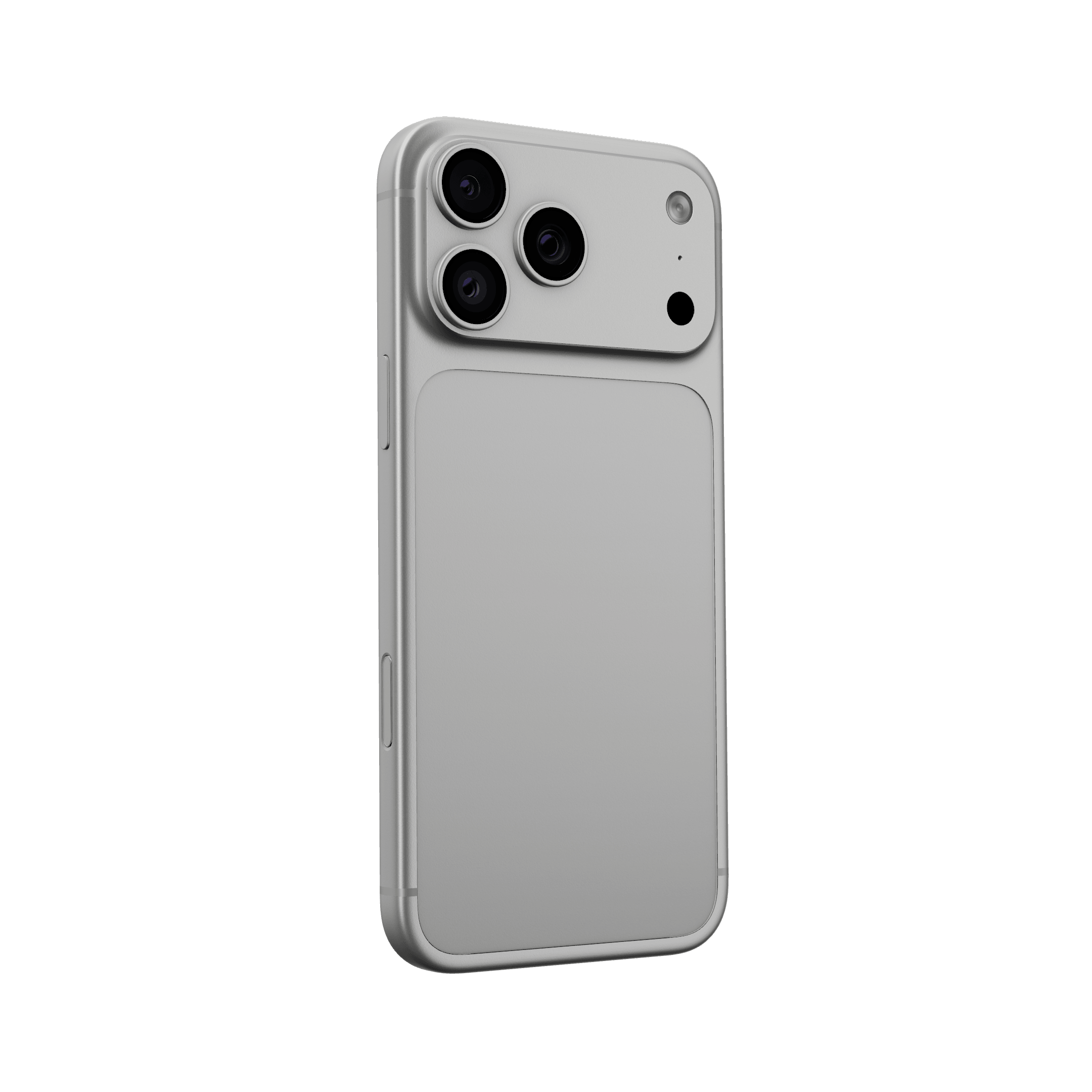 Ultramock render of a light-coloured phone from a rear three-quarter angle