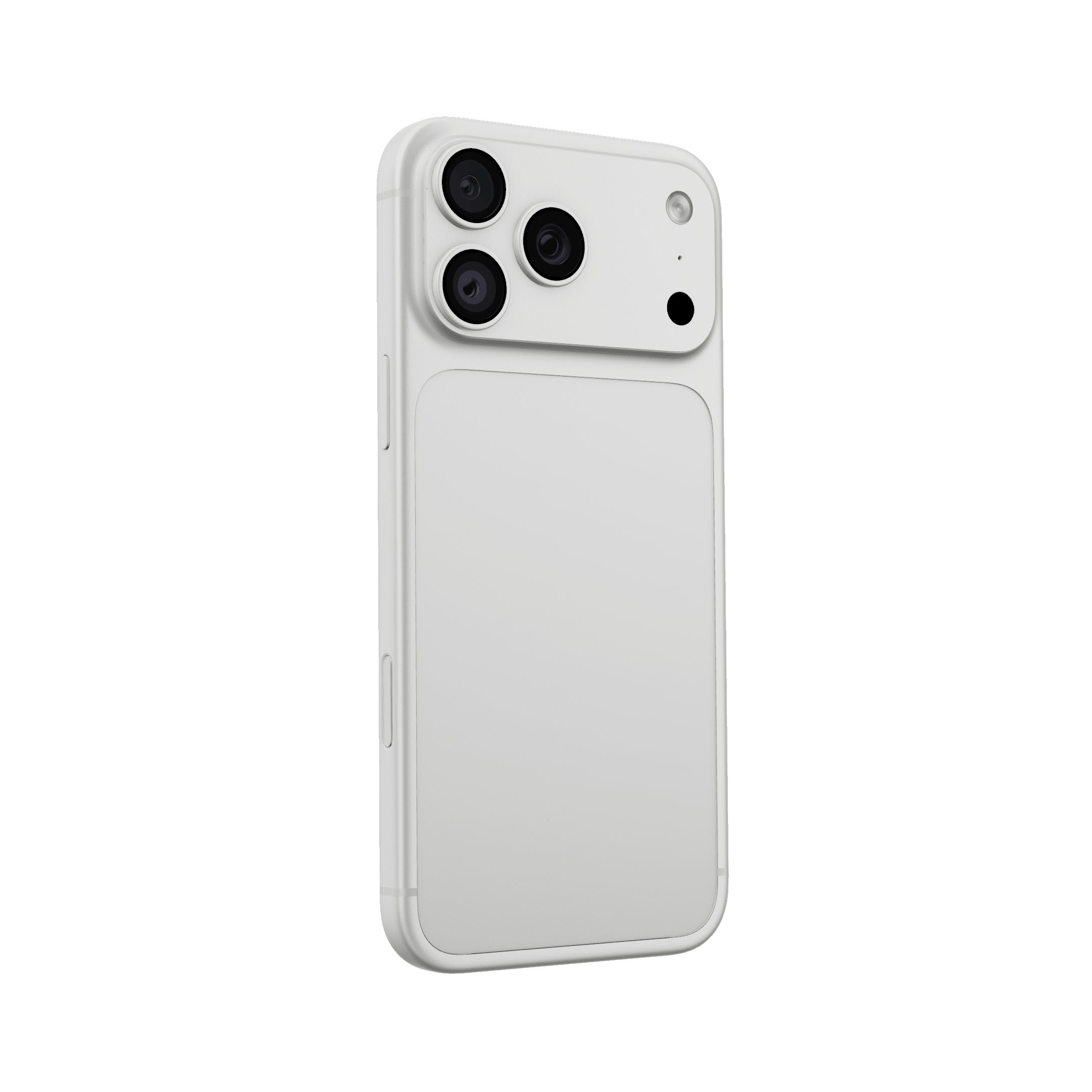 Ultramock render of a light-coloured phone from a rear three-quarter angle